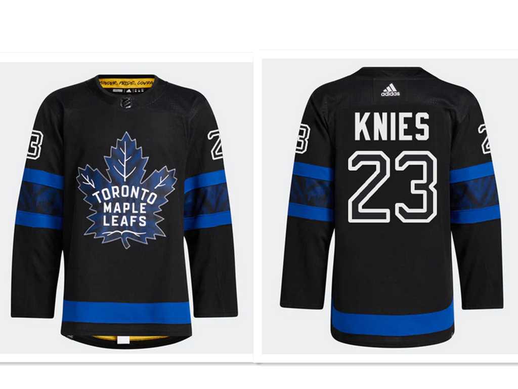 Mens Toronto Maple Leafs adidas #23 Matthew Knies Authentic X Drew House Flipside Alternate Jersey Dzhi